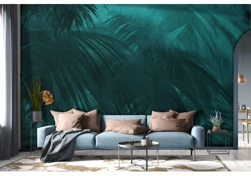 Tropical leaves nature wallpaper in green oil-0295 2