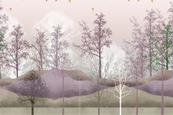 Carta da Parati Design e Stili Flora e Fauna Paesaggi e Natura Foreste e Alberi Montagna Natura Stilizzata