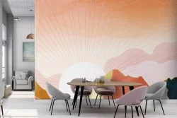 Red flower petals wallpaper modern design-0304