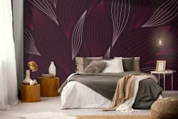 Red flower petals wallpaper modern design-0304