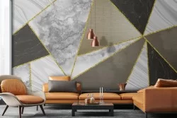 Carta da Parati marmo nero e grigio dettagli oro luxury-0308