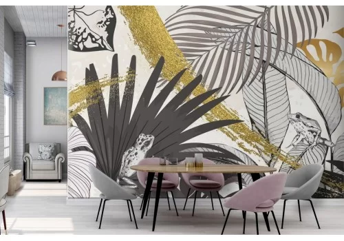 Carta da Parati foglie tropicali natura design luxury-0313 2