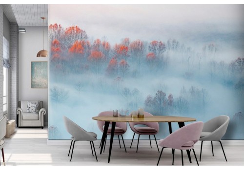 Forest in the fog nature landscape wallpaper-0317