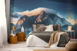 Carta da Parati montagna con foresta paesaggio-0319