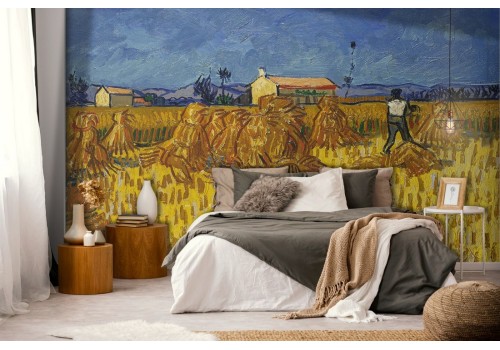 Painted wheat field wallpaper-0323