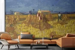 Painted wheat field wallpaper-0323