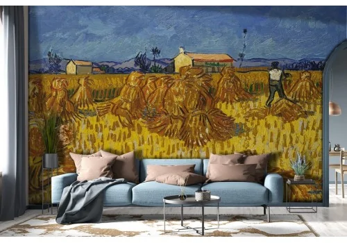 Painted wheat field wallpaper-0323 2