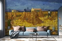 Painted wheat field wallpaper-0323
