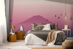 Pink mountain landscape modern wallpaper-0324