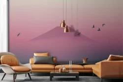 Pink mountain landscape modern wallpaper-0324