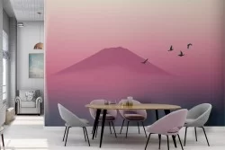 Carta da Parati montagna rosa paesaggio moderno-0324