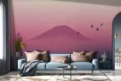 Pink mountain landscape modern wallpaper-0324