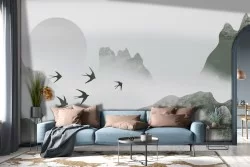 Carta da Parati Montagne illustrazione orientale-0327