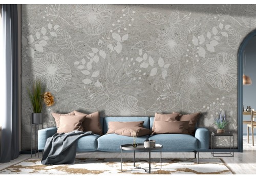 Carta da Parati fiori stilizzati natura vintage raffinata-0347