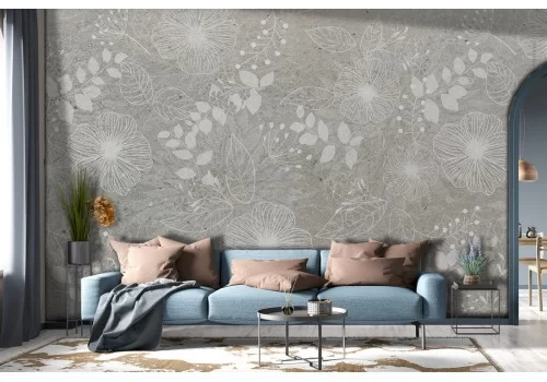 Carta da Parati fiori stilizzati natura vintage raffinata-0347