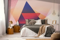 Geometric wallpaper decoration pink tones triangles-0349
