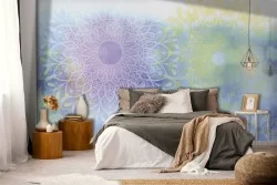 Carta da Parati mandala orientale azzurro-0354