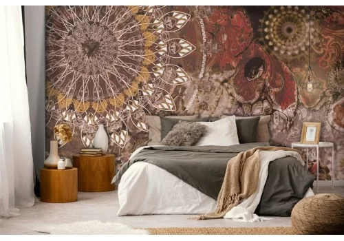 Red Oriental Mandala Wallpaper-0355