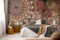 Red Oriental Mandala Wallpaper-0355