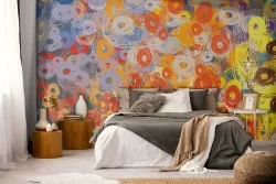 Abstract Flowers Wallpaper Vintage Nature Painting-0358