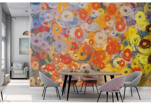 Abstract Flowers Wallpaper Vintage Nature Painting-0358