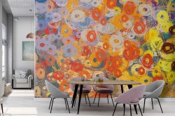 Abstract Flowers Wallpaper Vintage Nature Painting-0358