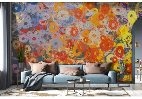 Abstract Flowers Wallpaper Vintage Nature Painting-0358 2