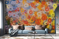 Abstract Flowers Wallpaper Vintage Nature Painting-0358