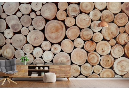 Cut wood wallpaper
