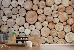 Cut wood wallpaper