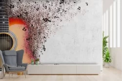 Carta da Parati chitarra design moderno con note