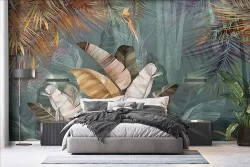 Forest Wallpaper with Tropical Leaves. New Collection