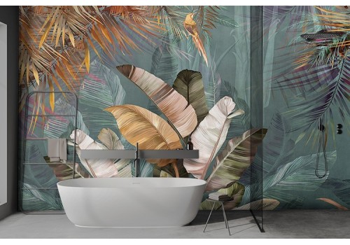 Forest Wallpaper with Tropical Leaves. New Collection 2