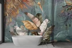 Forest Wallpaper with Tropical Leaves. New Collection