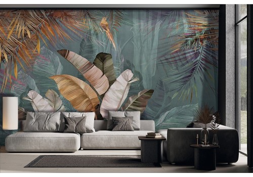 Forest Wallpaper with Tropical Leaves. New Collection