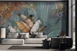 Forest Wallpaper with Tropical Leaves. New Collection