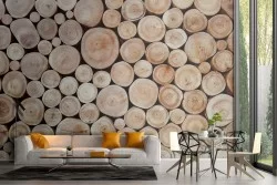 Cut wood wallpaper