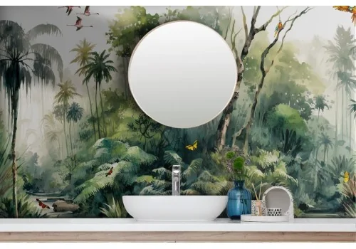 Tropical Pictorial Painted Wallpaper 2