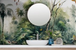 Tropical Pictorial Painted Adhesive Wallpaper