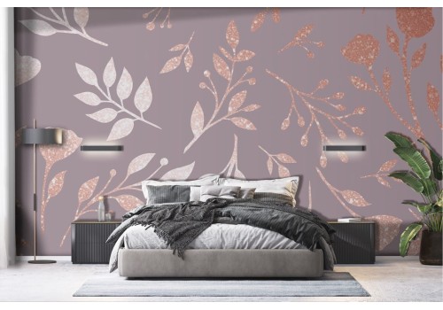 Glitter flowers and leaves wallpaper