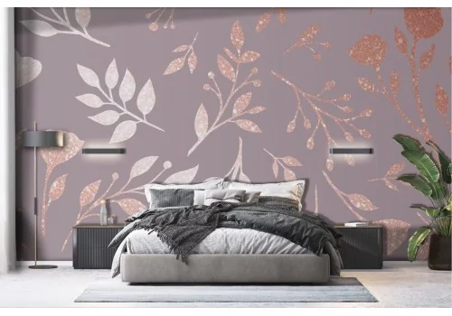 Glitter flowers and leaves wallpaper -a4