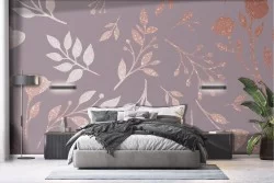 Carta da parati fiori e foglie glitter