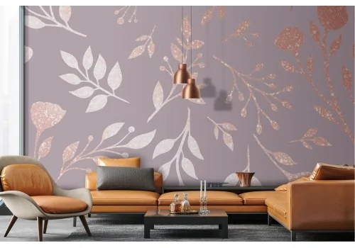 Carta da parati fiori e foglie glitter 2