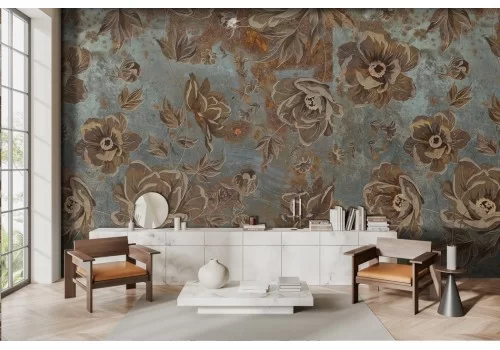 Carta da parati fiori vintage ruggine artistico