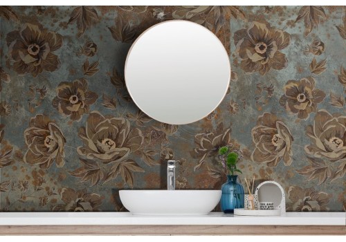 Artistic rust vintage flowers wallpaper 2