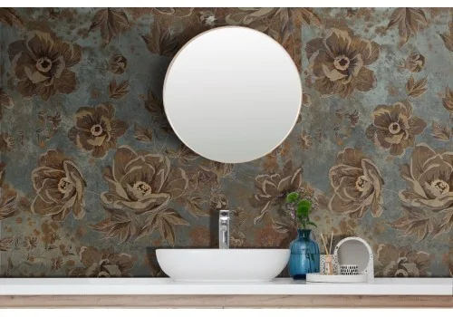 Artistic rust vintage flowers wallpaper 2