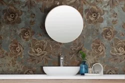 Carta da Parati Adesiva fiori vintage ruggine artistico