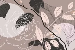 Wallpaper Design and Styles Flora and Fauna Flowers Leaves Modern Stylized Nature