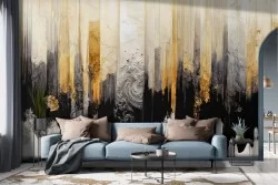 Abstract Gold Stripes Wallpaper