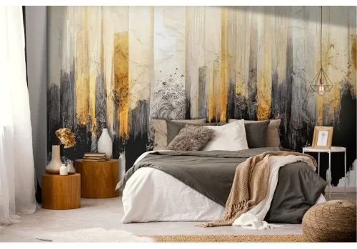 Abstract Gold Stripes Wallpaper 2